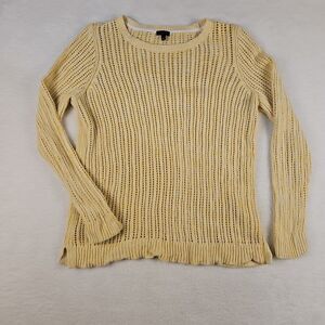 Talbots Womens Plus XL Pullover Sweater Yellow Open Weave Knit Long Sleeve‎